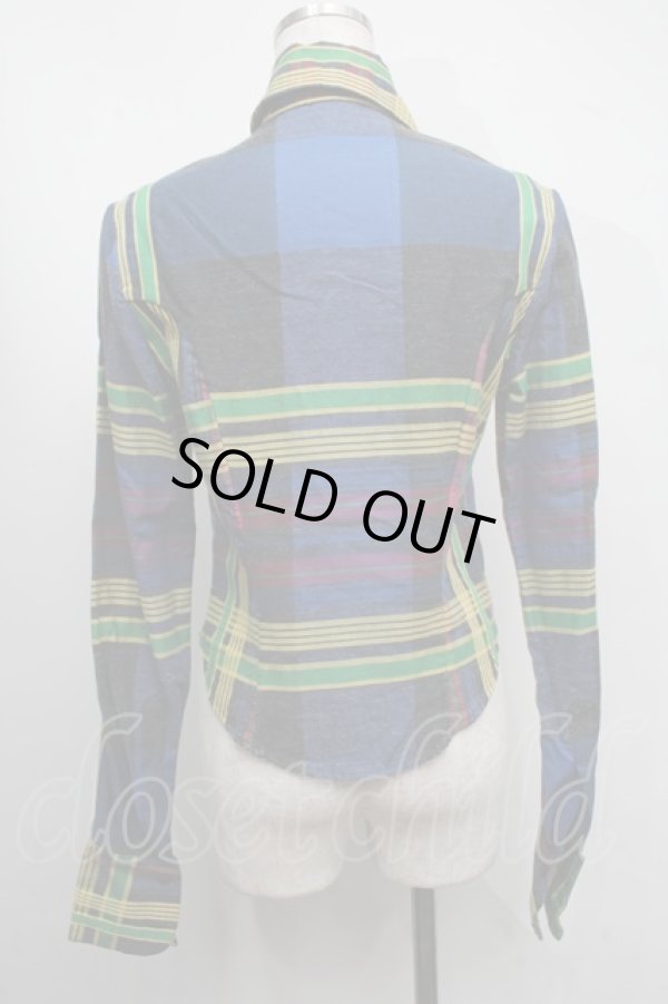 画像2: ヴィヴィアンウエストウッド 中古 / メトロポリタン高襟シャツ 8 ブルー  S-25-07-27-040-bl-AS-ZS (2)