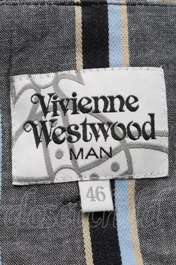 画像3: ヴィヴィアンウエストウッド MAN 中古 / ストライプパンツ 46 グレーxベージュ  S-25-07-27-072-pa-AS-ZH (3)