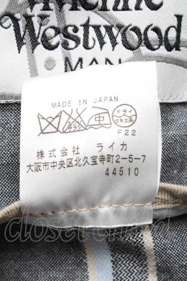 画像4: ヴィヴィアンウエストウッド MAN 中古 / ストライプパンツ 46 グレーxベージュ  S-25-07-27-072-pa-AS-ZH (4)