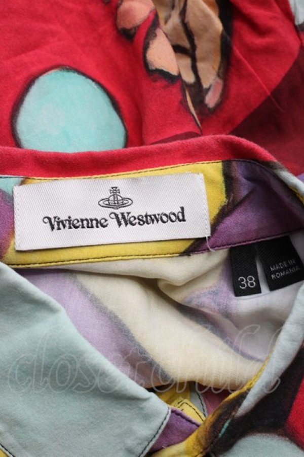 画像4: ヴィヴィアンウエストウッド 中古 / 総柄ブラウス S マルチ  S-25-08-10-031-bl-AS-ZS (4)