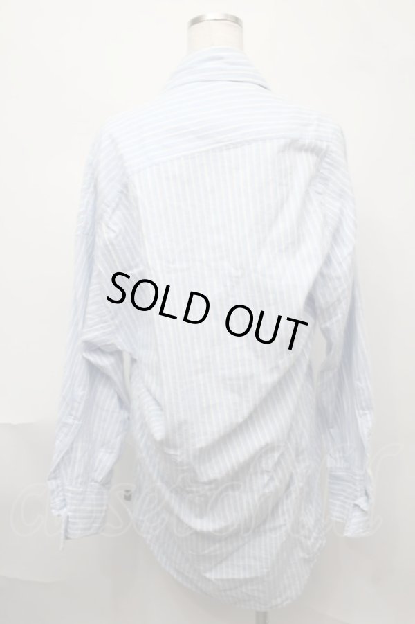 画像2: ANGLOMANIA 中古 //ストライプ変形ロングシャツ S サックス  S-25-08-10-040-bl-AS-ZS (2)