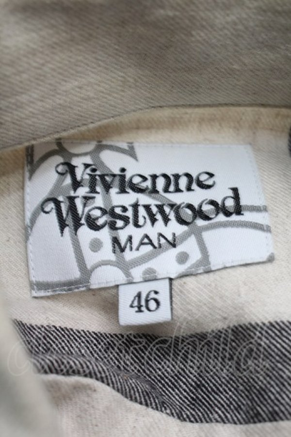 画像4: ヴィヴィアンウエストウッド MAN 中古 / ロングチェックシャツ 46 オフｘ黒  S-25-08-10-041-op-AS-ZS (4)