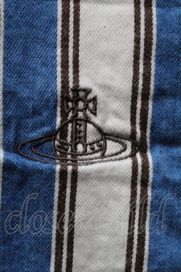 画像3: ヴィヴィアンウエストウッド MAN 中古 / ストライプロングシャツ  青ｘオフ  S-25-08-10-042-bl-AS-ZS (3)