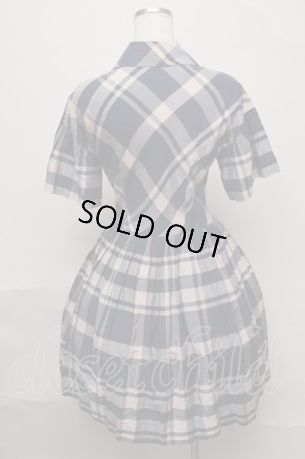 画像2: ヴィヴィアンウエストウッド 中古 / チェックシャツワンピース 2 紺  S-25-08-10-044-bl-AS-ZS (2)