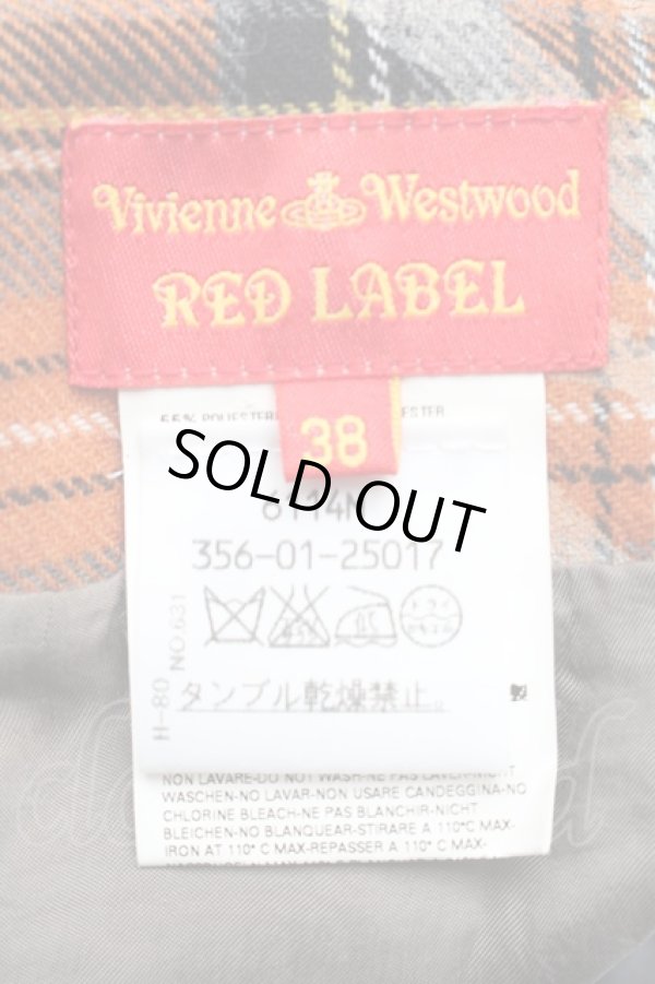 画像3: ヴィヴィアンウエストウッド 中古 / バックプリーツウールチェックスカート  オレンジ  S-25-08-10-060-sk-HR-ZS (3)