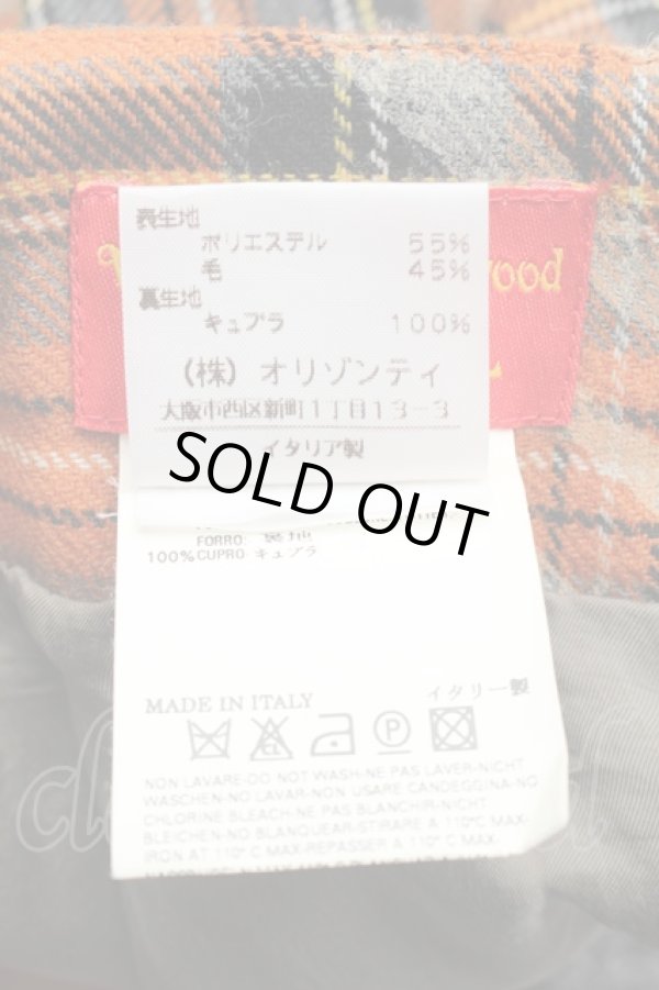 画像4: ヴィヴィアンウエストウッド 中古 / バックプリーツウールチェックスカート  オレンジ  S-25-08-10-060-sk-HR-ZS (4)