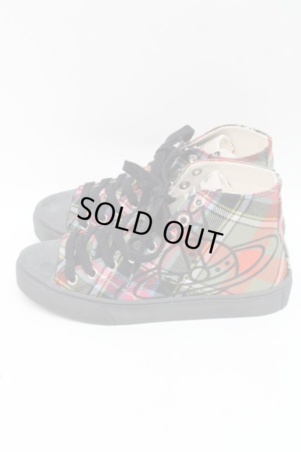 画像2: ヴィヴィアンウエストウッド 中古 / タータンハイカットスニーカー 37  S-25-08-10-012-sh-AS-ZS (2)