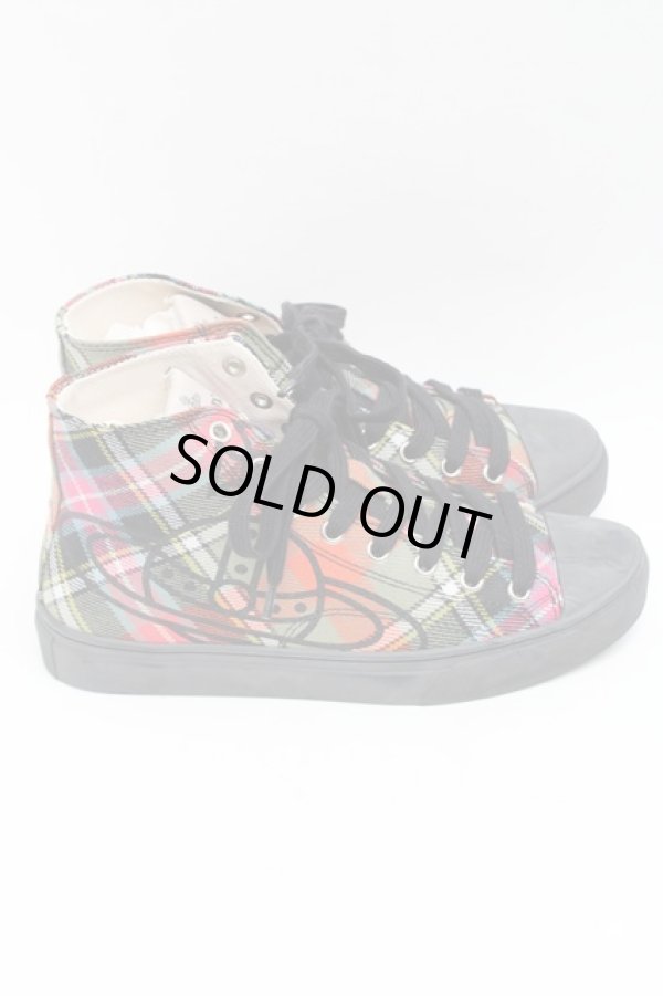 画像3: ヴィヴィアンウエストウッド 中古 / タータンハイカットスニーカー 37  S-25-08-10-012-sh-AS-ZS (3)