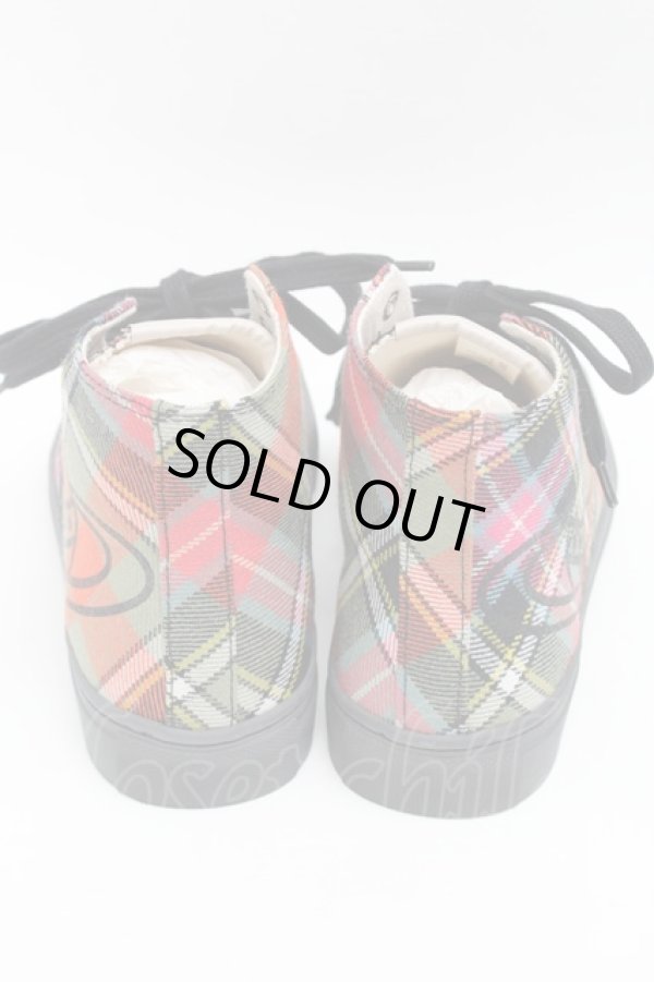 画像4: ヴィヴィアンウエストウッド 中古 / タータンハイカットスニーカー 37  S-25-08-10-012-sh-AS-ZS (4)