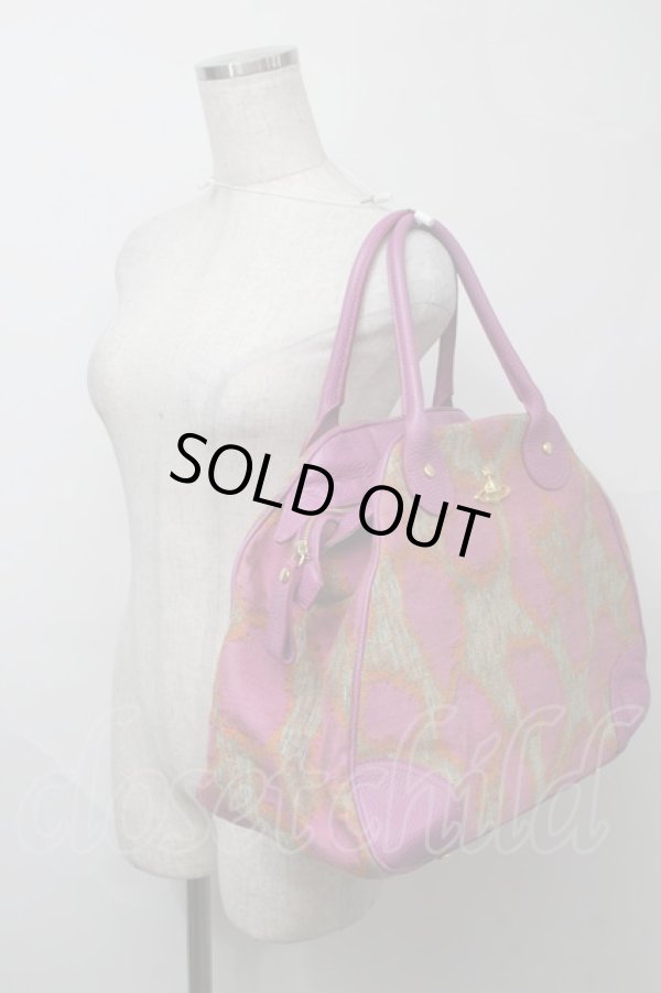 画像5: ヴィヴィアンウエストウッド 中古 / レオパードハンドバッグ  パープルｘベージュ  S-25-08-10-014-ba-HR-ZS (5)