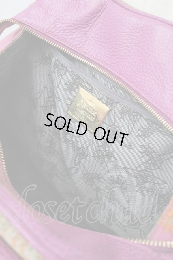 画像6: ヴィヴィアンウエストウッド 中古 / レオパードハンドバッグ  パープルｘベージュ  S-25-08-10-014-ba-HR-ZS (6)