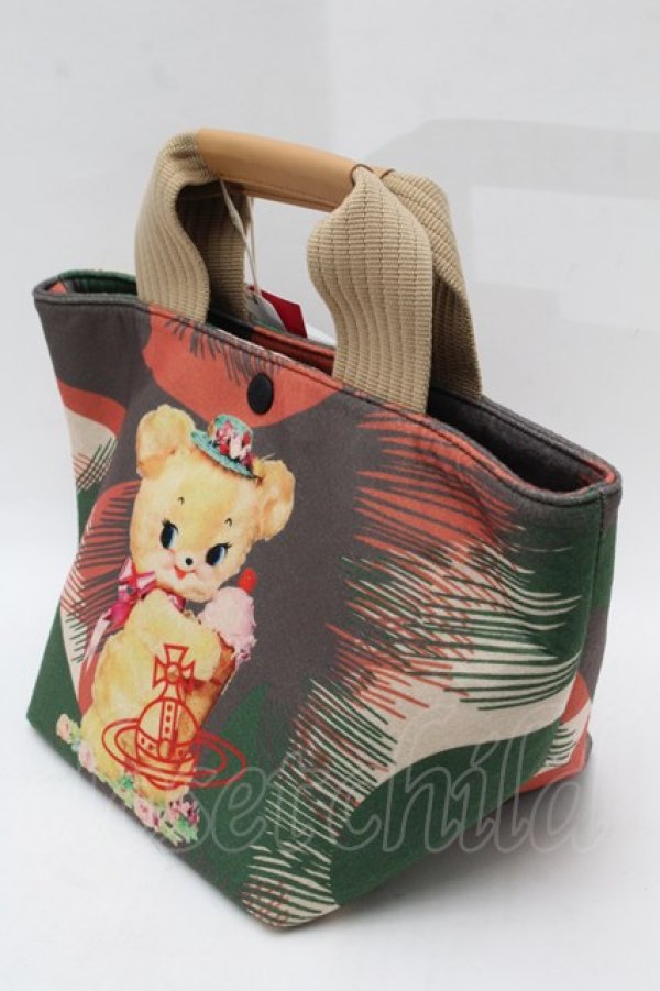画像2: ヴィヴィアンウエストウッド 中古 / クリーピーベアハンドバッグ  グリーンｘオレンジ  S-25-08-31-014-ba-AS-ZS (2)