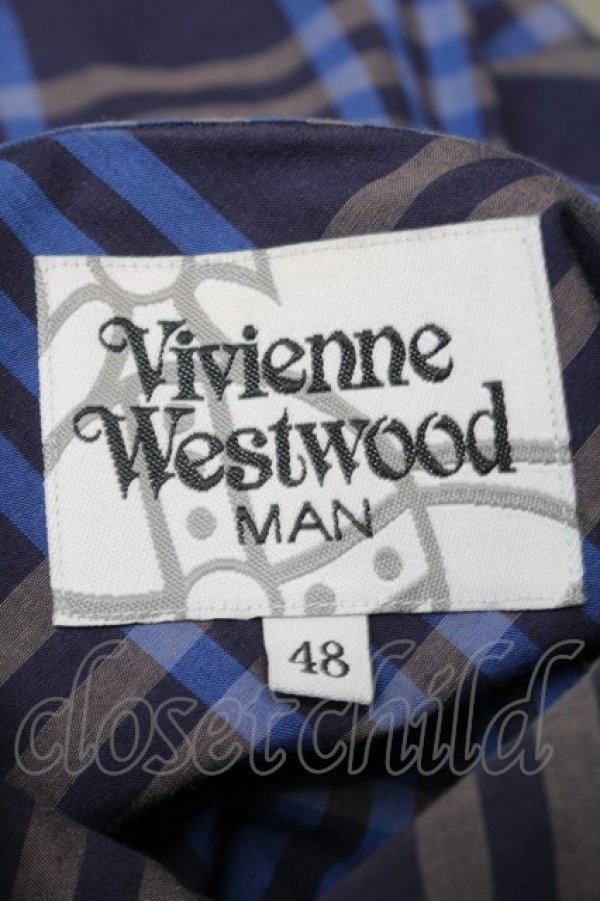 画像5: ヴィヴィアンウエストウッド MAN 中古 / チェックシャツ 48 ブルー  S-25-09-14-027-ts-AS-ZS (5)
