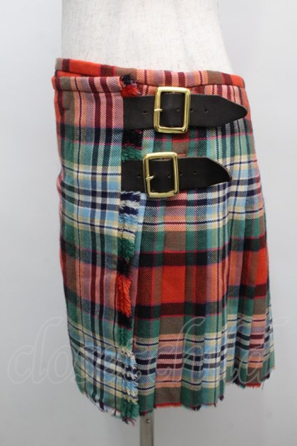 画像3: Worlds End 中古 //キルトスカート III グリーンx赤  S-25-09-14-030-sk-AS-ZS (3)