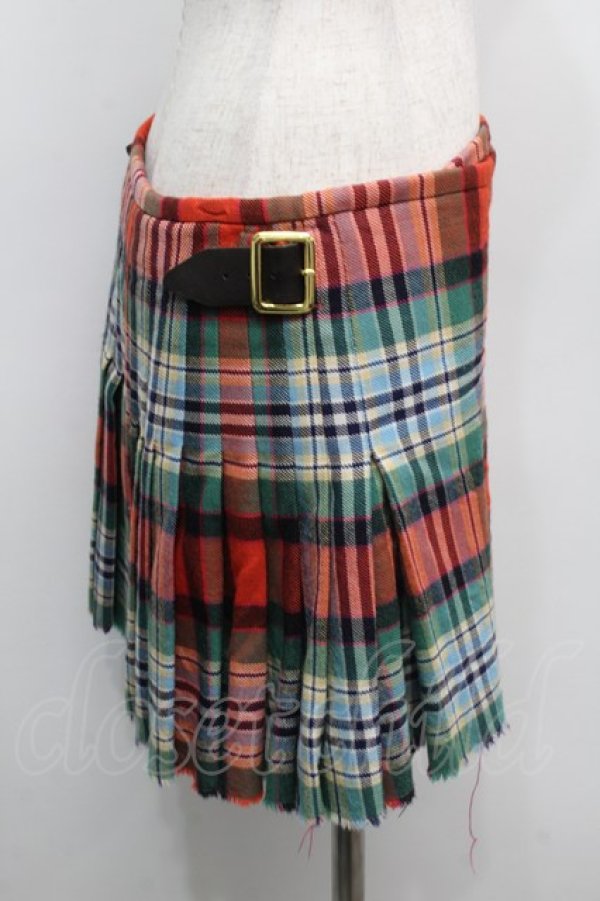 画像4: Worlds End 中古 //キルトスカート III グリーンx赤  S-25-09-14-030-sk-AS-ZS (4)