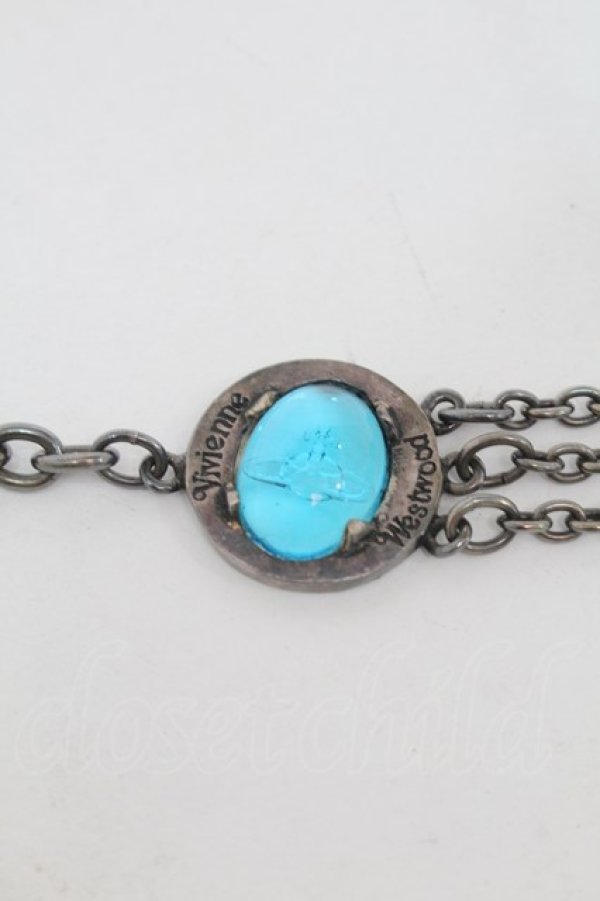 画像3: ヴィヴィアンウエストウッド 中古 / カボションブラックキャットブレスレット  シルバー  S-25-09-14-001-ac-AS-ZS (3)