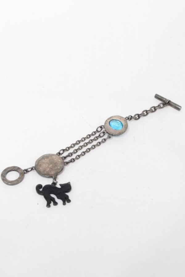 画像5: ヴィヴィアンウエストウッド 中古 / カボションブラックキャットブレスレット  シルバー  S-25-09-14-001-ac-AS-ZS (5)