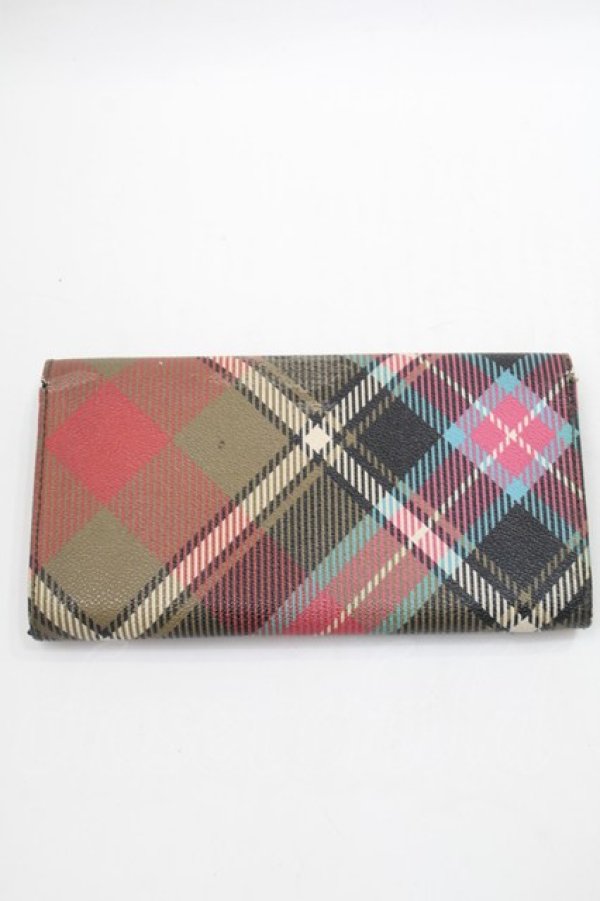画像2: ヴィヴィアンウエストウッド 中古 / タータンチェック長財布    S-25-09-14-010-wa-HR-ZS (2)