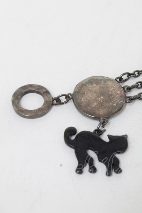 画像6: ヴィヴィアンウエストウッド 中古 / カボションブラックキャットブレスレット  シルバー  S-25-09-14-001-ac-AS-ZS (6)