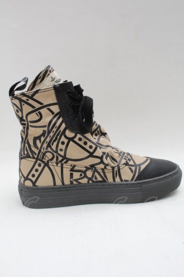 画像4: ヴィヴィアンウエストウッド 中古 / アドヴァンカットラORB ハイトップスニーカー  ベージュ  S-25-09-14-013-sh-UT-ZS (4)