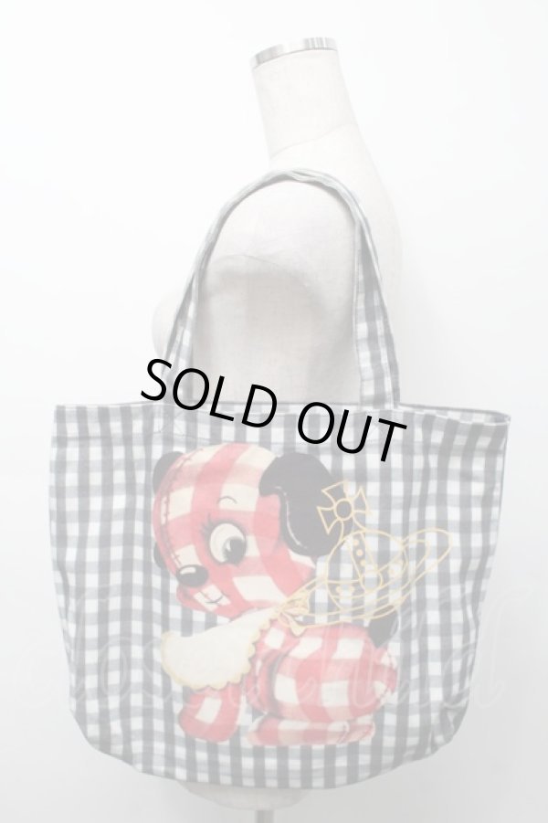 画像5: ヴィヴィアンウエストウッド 中古 / ギンガムパピートートバッグ  黒  S-25-09-17-046-ba-HR-ZS (5)