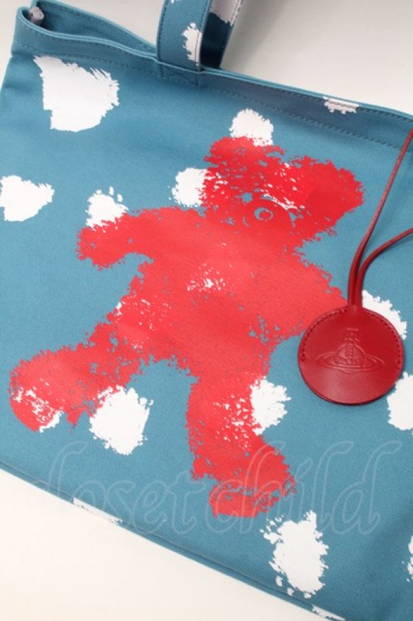 画像3: ヴィヴィアンウエストウッド 中古 / PRINTED TEDDYトートバッグ  サックス  S-25-09-17-047-ba-HR-ZS (3)