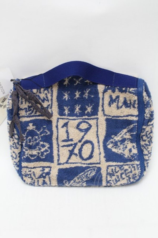 画像2: ANGLOMANIA 中古 / タオルポーチ  ベージュｘブルー  S-25-09-17-055-gd-AS-ZS (2)