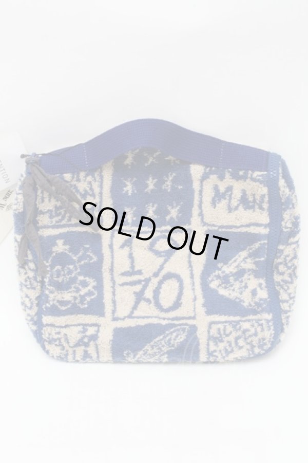 画像2: ANGLOMANIA 中古 / タオルポーチ  ベージュｘブルー  S-25-09-17-055-gd-AS-ZS (2)