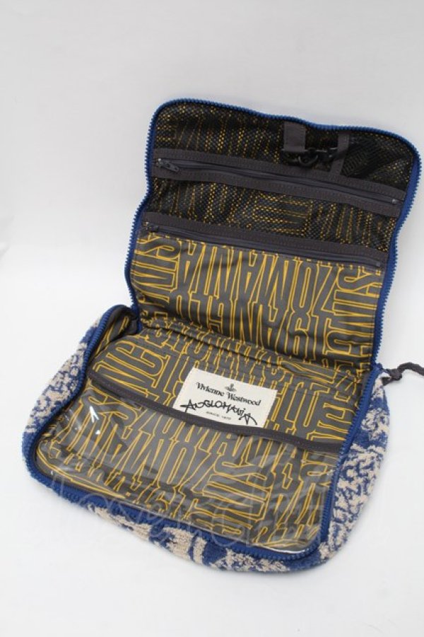 画像3: ANGLOMANIA 中古 / タオルポーチ  ベージュｘブルー  S-25-09-17-055-gd-AS-ZS (3)