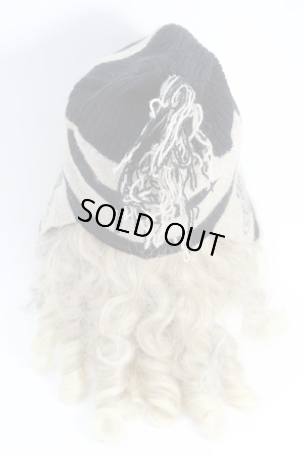 画像4: ヴィヴィアンウエストウッド 中古 / フリンジボーダーニット帽  黒  S-25-10-22-021-gd-AS-ZS (4)