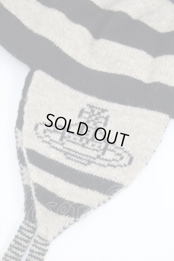 画像5: ヴィヴィアンウエストウッド 中古 / フリンジボーダーニット帽  黒  S-25-10-22-021-gd-AS-ZS (5)