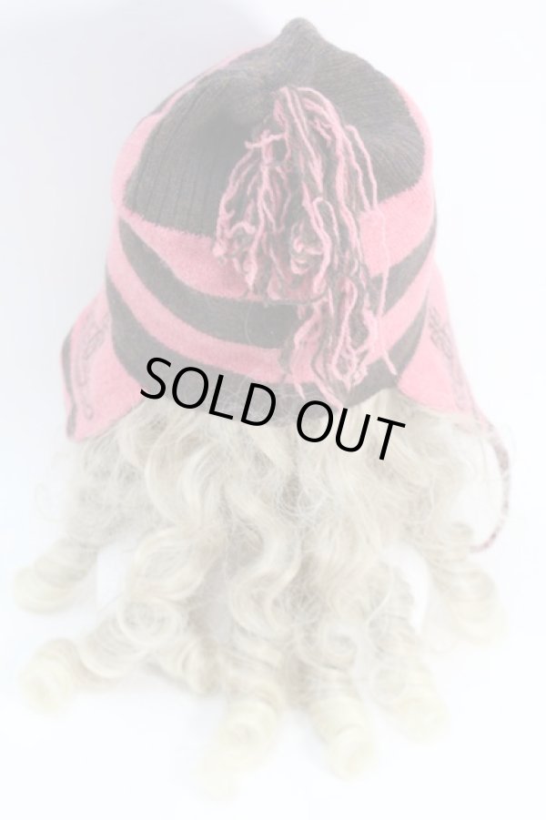 画像4: ヴィヴィアンウエストウッド 中古 / フリンジボーダーニット帽  ピンク  S-25-10-22-022-gd-AS-ZS (4)