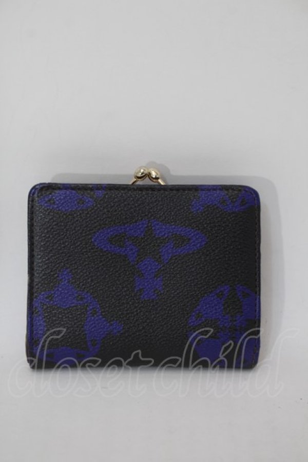 画像2: ヴィヴィアンウエストウッド 中古 / オーブ二ツ折リ財布  黒x青  S-25-10-22-006-bl-HR-ZS (2)