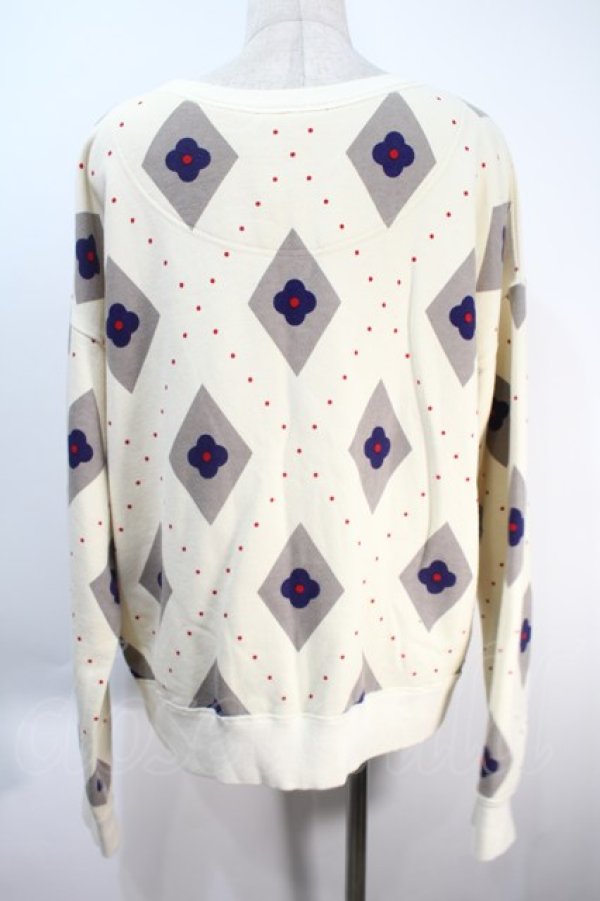 画像2: ヴィヴィアンウエストウッド 中古 / フラワーアーガイル裏毛プルオーバー 00 アイボリー  S-25-10-22-027-to-HR-ZS (2)