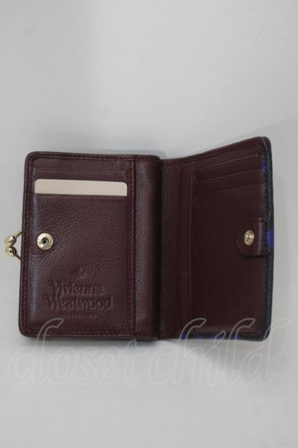画像4: ヴィヴィアンウエストウッド 中古 / オーブ二ツ折リ財布  黒x青  S-25-10-22-006-bl-HR-ZS (4)