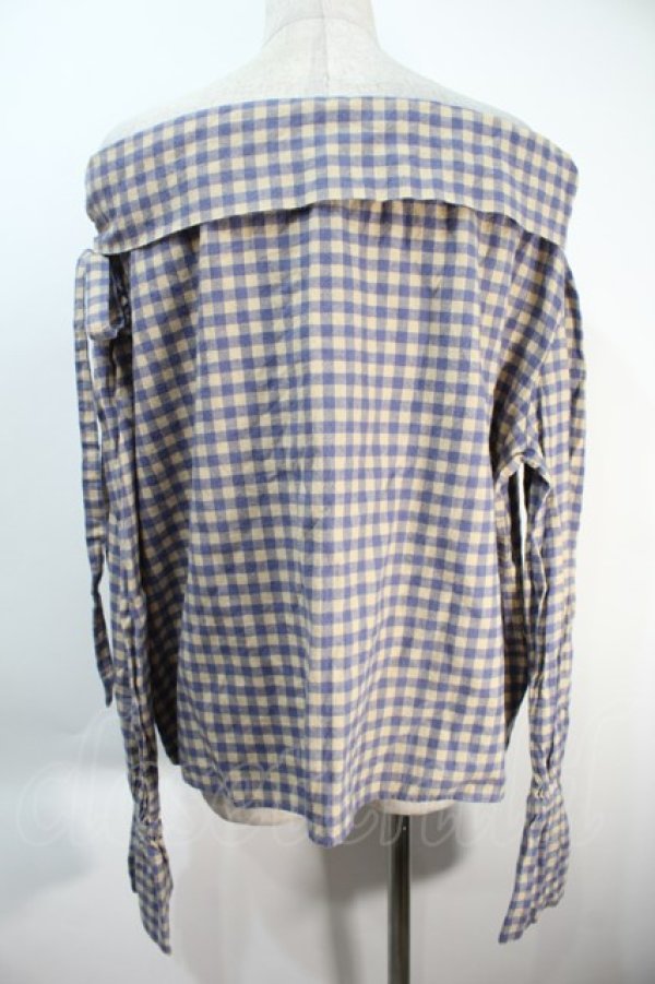 画像2: ヴィヴィアンウエストウッド 中古 / ギンガムチェックオフショルカットソー  ベージュxブルー  S-25-10-22-028-to-HR-ZS (2)