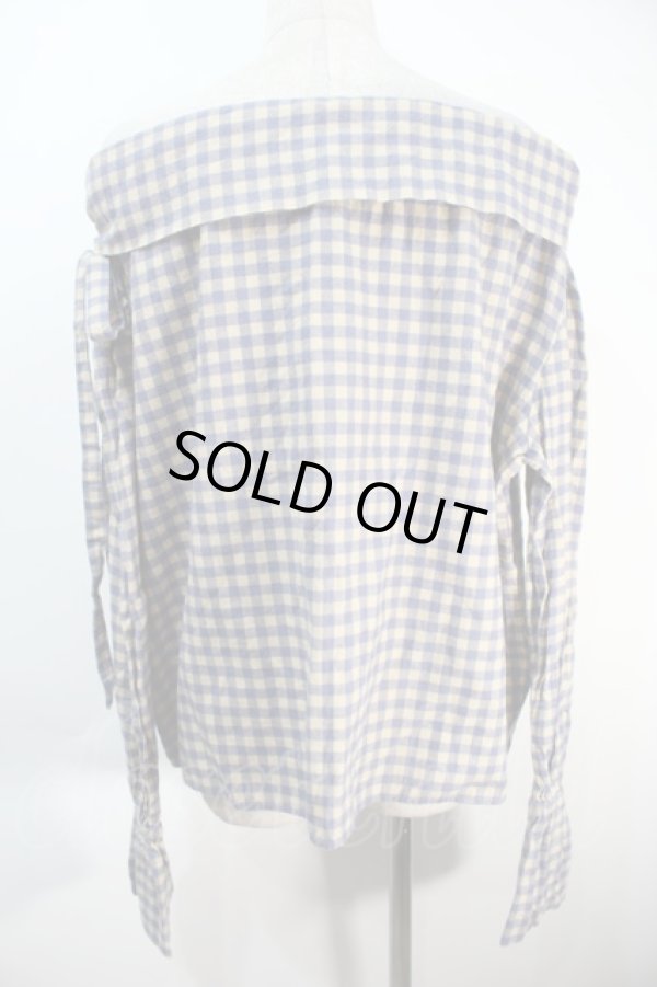 画像2: ヴィヴィアンウエストウッド 中古 / ギンガムチェックオフショルカットソー  ベージュｘブルー  S-25-10-22-028-to-HR-ZS (2)