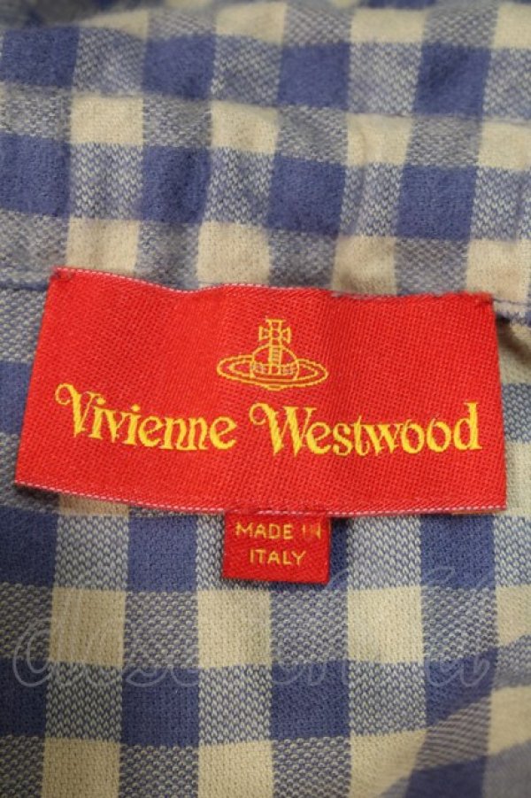 画像4: ヴィヴィアンウエストウッド 中古 / ギンガムチェックオフショルカットソー  ベージュxブルー  S-25-10-22-028-to-HR-ZS (4)