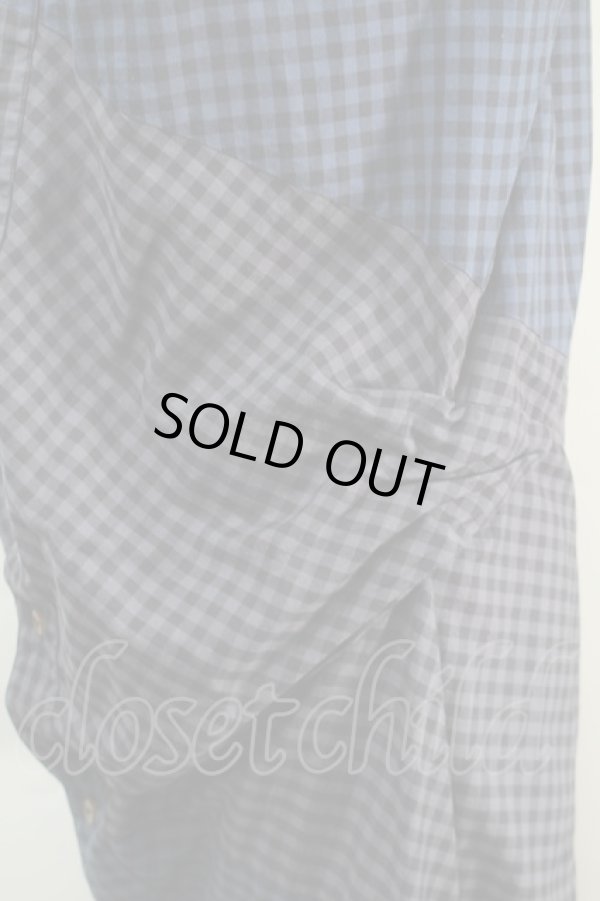 画像3: ヴィヴィアンウエストウッド MAN 中古 / ギンガムチェックパッチワークシャツ 44 青ｘグレーｘ黒  S-25-10-22-035-bl-AS-ZS (3)