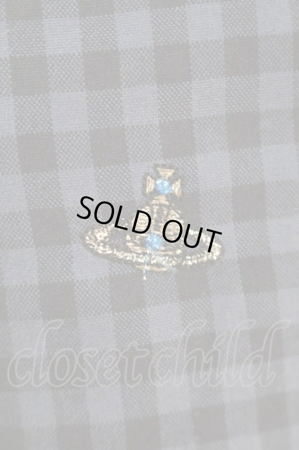 画像4: ヴィヴィアンウエストウッド MAN 中古 / ギンガムチェックパッチワークシャツ 44 青ｘグレーｘ黒  S-25-10-22-035-bl-AS-ZS (4)