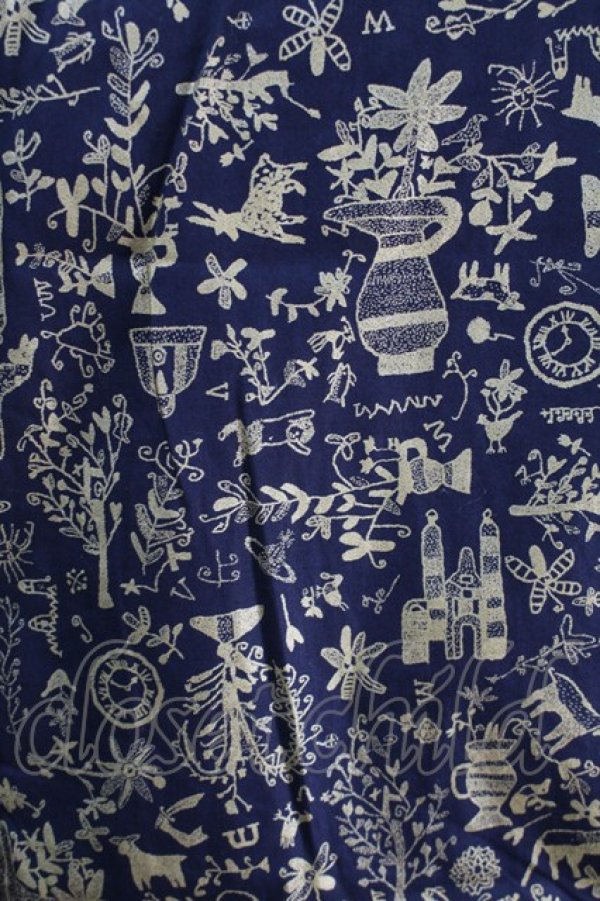 画像5: ヴィヴィアンウエストウッド MAN 中古 / 箔プリントシャツ  I 紺xゴールド  S-25-10-22-036-bl-AS-ZS (5)