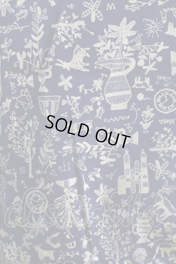 画像5: ヴィヴィアンウエストウッド MAN 中古 / 箔プリントシャツ  I 紺ｘゴールド  S-25-10-22-036-bl-AS-ZS (5)