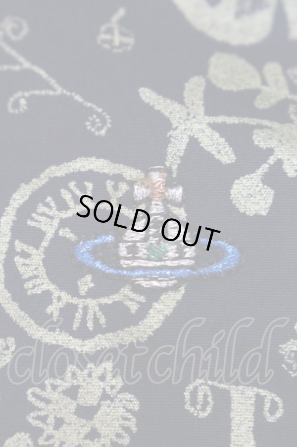 画像6: ヴィヴィアンウエストウッド MAN 中古 / 箔プリントシャツ  I 紺ｘゴールド  S-25-10-22-036-bl-AS-ZS (6)