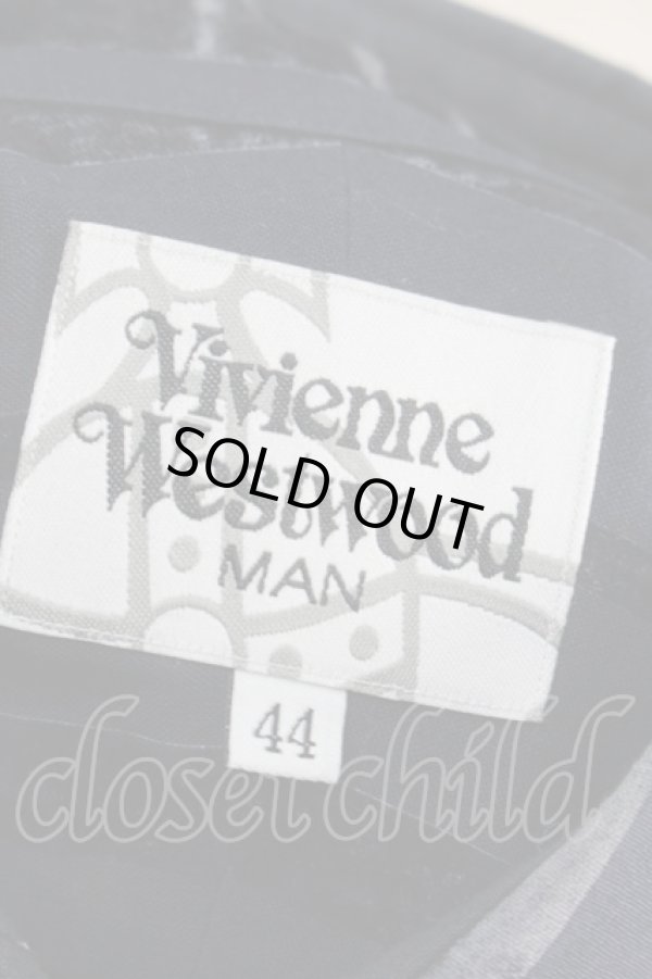 画像3: ヴィヴィアンウエストウッド MAN 中古 / ベロアストライプシャツ 44 紺  S-25-10-22-037-bl-AS-ZS (3)