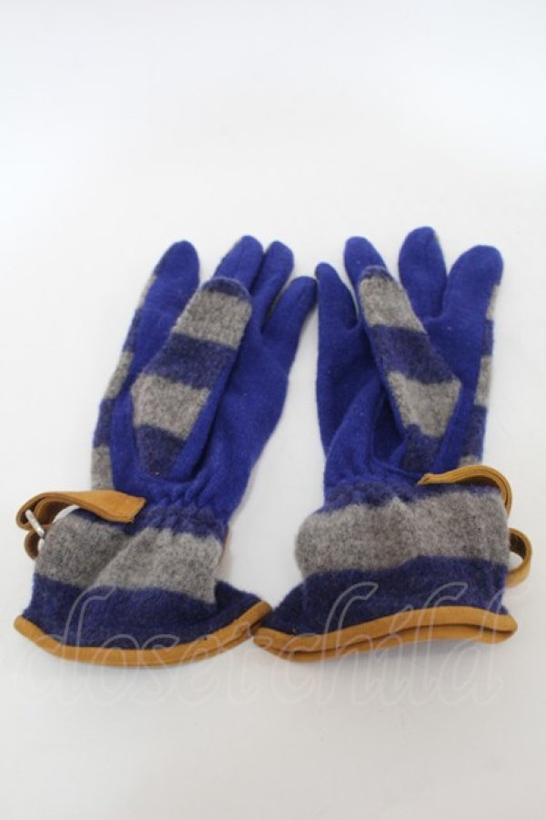 画像2: ヴィヴィアンウエストウッド 中古 / ボーダーグローブ  紺xグレー  S-25-10-22-009-gd-AS-ZS (2)