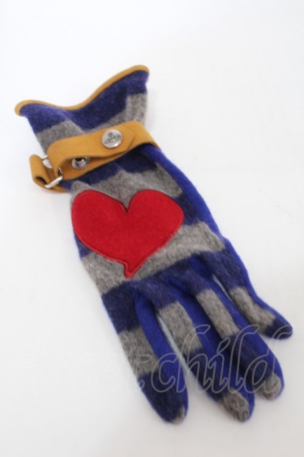 画像3: ヴィヴィアンウエストウッド 中古 / ボーダーグローブ  紺xグレー  S-25-10-22-009-gd-AS-ZS (3)