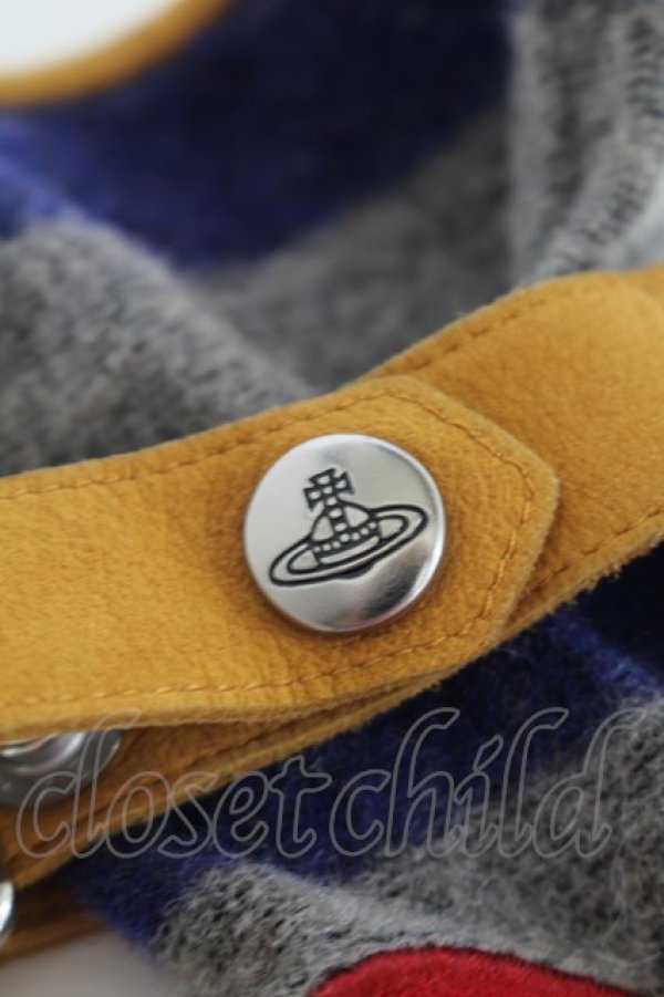 画像4: ヴィヴィアンウエストウッド 中古 / ボーダーグローブ  紺xグレー  S-25-10-22-009-gd-AS-ZS (4)