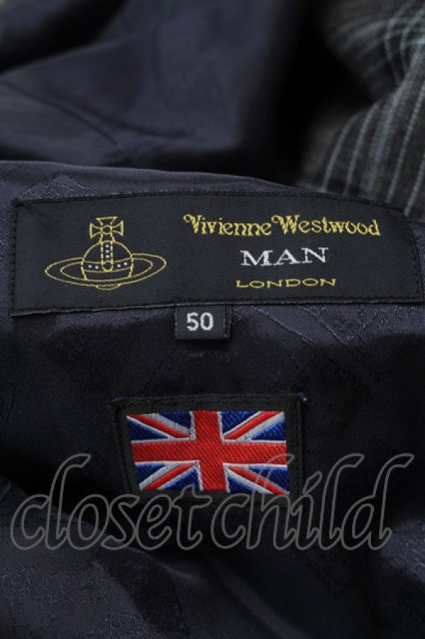 画像3: ヴィヴィアンウエストウッド MAN 中古 / /チェックジャケット 50 グレー  S-25-10-22-050-to-AS-ZS (3)