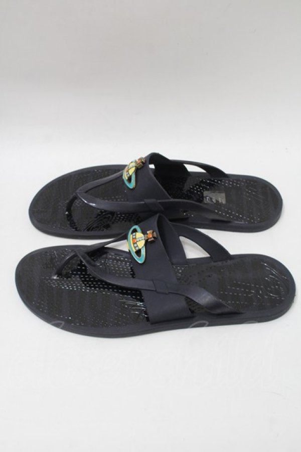 画像2: ヴィヴィアンウエストウッド 中古 / オーブラバーサンダル 42 黒  S-25-10-29-024-sh-AS-ZS (2)