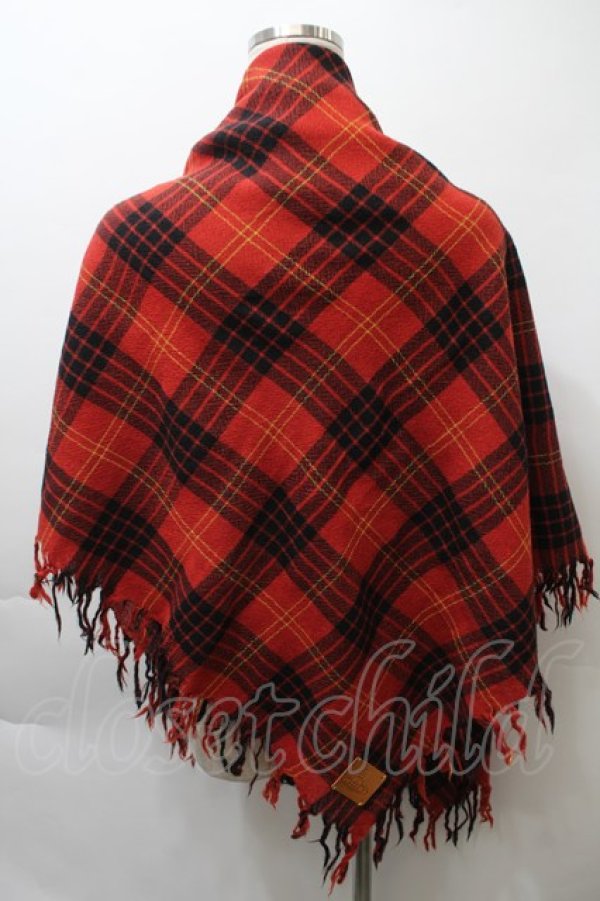 画像2: ヴィヴィアンウエストウッド 中古 / タータンチェックストール  赤x黒  S-25-10-29-028-gd-AS-ZS (2)